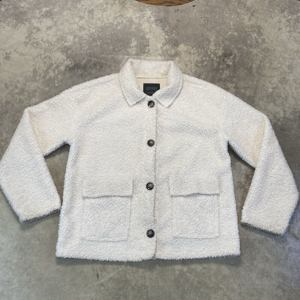 Sanctuary Jacket Womens Large Ivory Faux Sherpa Teddy Bear Coat XJ0016S20